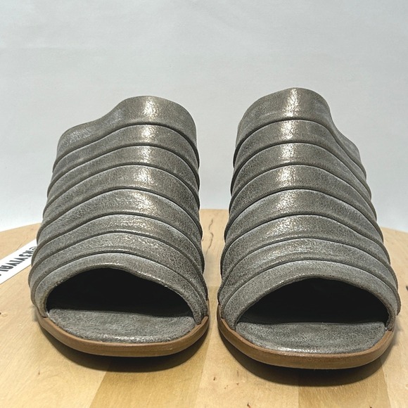 Paul Green Womens Winston Metallic Pleated Leather Open Toe Sandal Mules - 6.5 - Picture 3 of 10